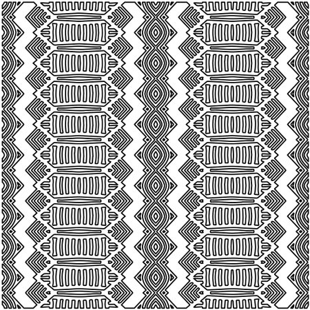 Vector pattern with symmetrical elements . Modern stylish abstract texture. Repeating geometric tiles from striped elements. Black and white pattern.のイラスト素材