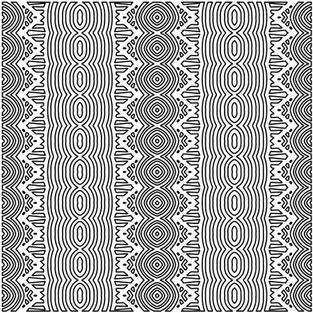 Vector pattern with symmetrical elements . Modern stylish abstract texture. Repeating geometric tiles from striped elements. Black and white pattern.のイラスト素材