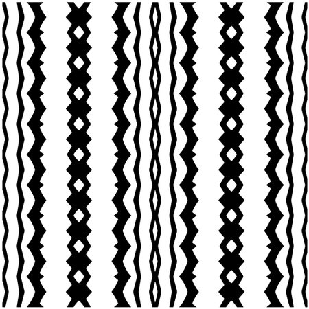Geometric ornament in ethnic style. Seamless pattern with abstract shapes. Black and white geometric wallpaper. Repeating pattern for decor, textile and fabric.のイラスト素材