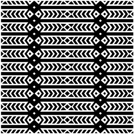 Geometric ornament in ethnic style. Seamless pattern with abstract shapes. Black and white geometric...