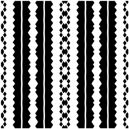 Geometric ornament in ethnic style. Seamless pattern with abstract shapes. Black and white geometric wallpaper. Repeating pattern for decor, textile and fabric.のイラスト素材