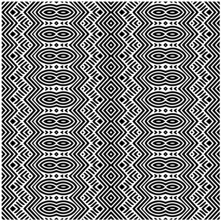 Geometric ornament in ethnic style. Seamless pattern with abstract shapes. Black and white geometric...