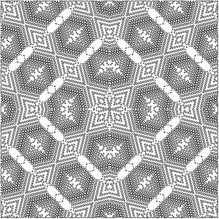 Abstract pattern with symmetrical elements. Modern stylish abstract texture. Repeating geometric tiles from striped elements. Black and white pattern.のイラスト素材