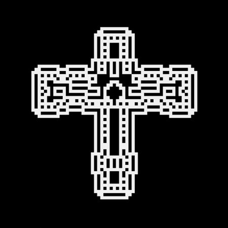 Cross with black and white geometric patterns.のイラスト素材