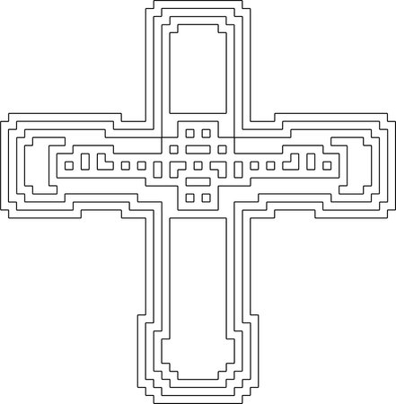 Cross with black and white geometric patterns. line art.のイラスト素材