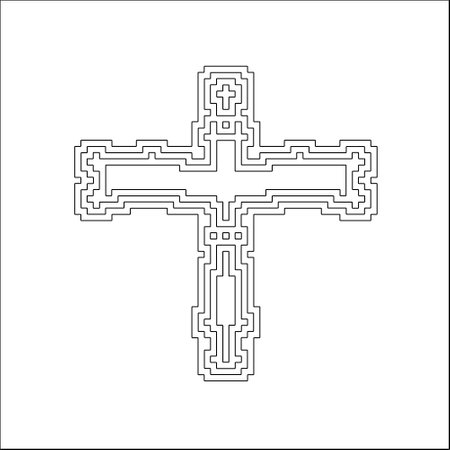 Cross with black and white geometric patterns. line art.のイラスト素材