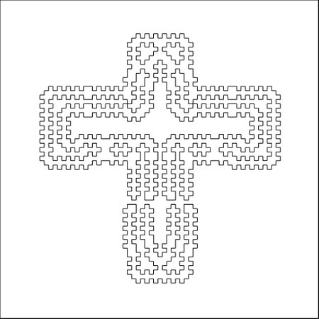 Cross with black and white geometric patterns. line art.のイラスト素材