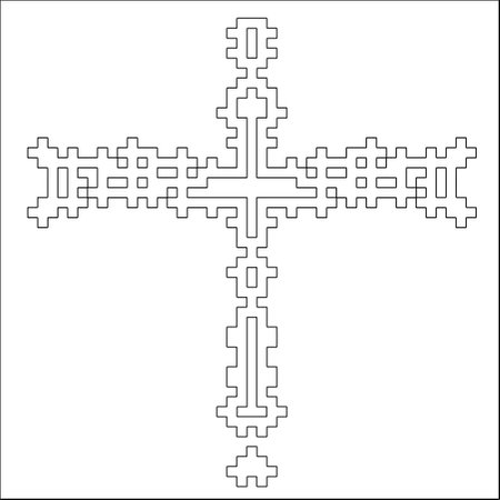 Cross with black and white geometric patterns. line art.のイラスト素材
