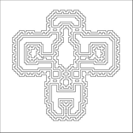 Cross with black and white geometric patterns. line art.のイラスト素材