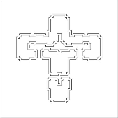 Cross with black and white geometric patterns. line art.のイラスト素材
