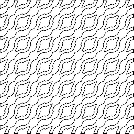 Stylish texture with figures from lines. Diagonal pattern.Abstract texture for textile, fabric, wallpaper, wrapping paper.Black and white geometric wallpaper.のイラスト素材