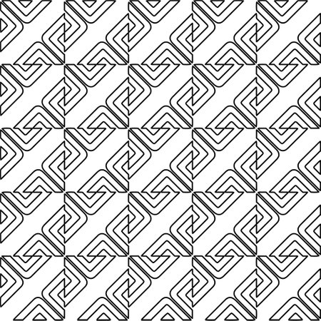 Monochrome ornamental texture with smooth linear shapes, zigzag lines, lace pattern. black and white pattern for web page, textures, card, poster, fabric, textile.のイラスト素材