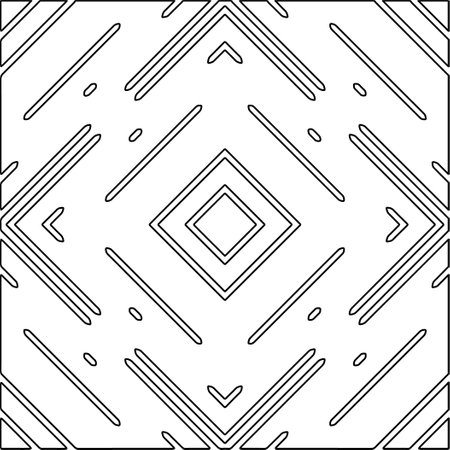 Monochrome ornamental texture with smooth linear shapes, zigzag lines, lace pattern. black and white pattern for web page, textures, card, poster, fabric, textile.のイラスト素材