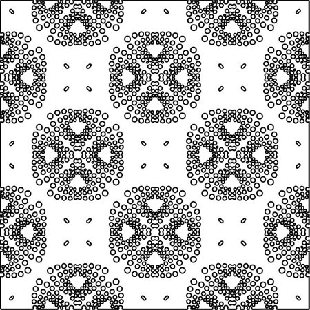 Stylish texture with figures from lines. Abstract geometric black and white pattern for web page, textures, card, poster, fabric, textile. Monochrome graphic repeating design.のイラスト素材