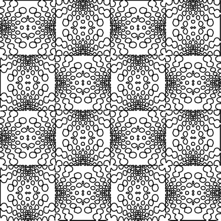 Stylish texture with figures from lines. Abstract geometric black and white pattern for web page, textures, card, poster, fabric, textile. Monochrome graphic repeating design.のイラスト素材