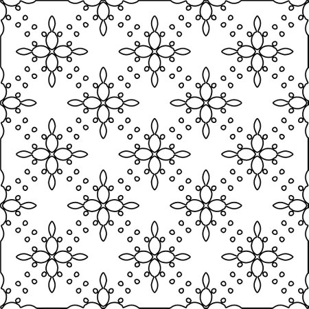 Stylish texture with figures from lines. Abstract geometric black and white pattern for web page, textures, card, poster, fabric, textile. Monochrome graphic repeating design.のイラスト素材