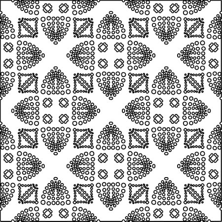 Stylish texture with figures from lines. Abstract geometric black and white pattern for web page, textures, card, poster, fabric, textile. Monochrome graphic repeating design.のイラスト素材