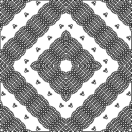 Stylish texture with figures from lines. Abstract geometric black and white pattern for web page, textures, card, poster, fabric, textile. Monochrome graphic repeating design.のイラスト素材