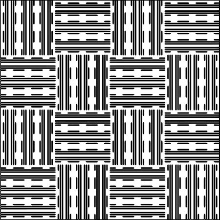 Stylish texture with figures from lines. Abstract geometric black and white pattern for web page, textures, card, poster, fabric, textile. Monochrome graphic repeating design.のイラスト素材
