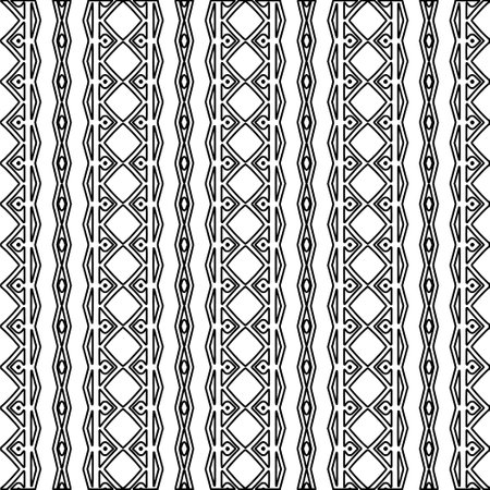 Texture with figures from lines. Black and white pattern for web page, textures, card, poster, fabric, textile. Monochrome graphic repeating design.のイラスト素材