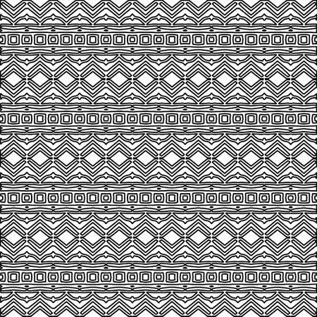 Texture with figures from lines. Black and white pattern for web page, textures, card, poster, fabric, textile. Monochrome graphic repeating design.のイラスト素材