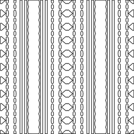 Stylish texture with figures from lines. black and white pattern for web page, textures, card, poster, fabric, textile. Monochrome graphic repeating design.のイラスト素材