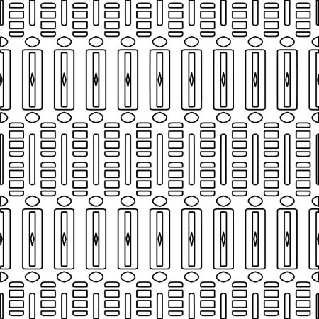 Stylish texture with figures from lines. black and white pattern for web page, textures, card, poster, fabric, textile. Monochrome graphic repeating design.のイラスト素材