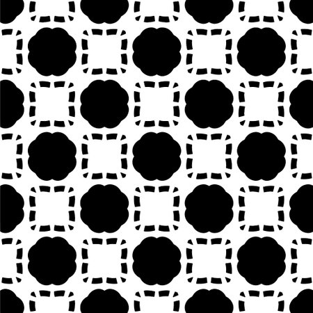 Simple repeating monochrome pattern. Abstract texture for fabric print, card, table cloth, furniture, banner, cover, invitation, decoration, wrapping.seamless repeating pattern. Black and white color.のイラスト素材