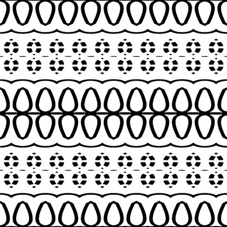 Simple repeating monochrome pattern. Abstract texture for fabric print, card, table cloth, furniture, banner, cover, invitation, decoration, wrapping.seamless repeating pattern. Black and white color.のイラスト素材