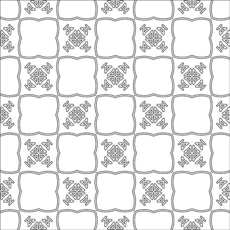 Abstract background with figures from lines. black and white pattern for web page, textures, card, poster, fabric, textile. Monochrome graphic repeating design.のイラスト素材