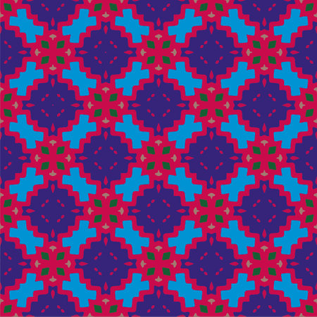 Vintage background with repeat patterns. Perfect for fashion, textile design, cute themed fabric, on wall paper, wrapping paper, fabrics and home decor. Seamless abstract multicolor pattern.のイラスト素材