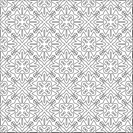 Abstract background with figures from lines. black and white pattern for web page, textures, card, poster, fabric, textile. Monochrome graphic repeating design.のイラスト素材