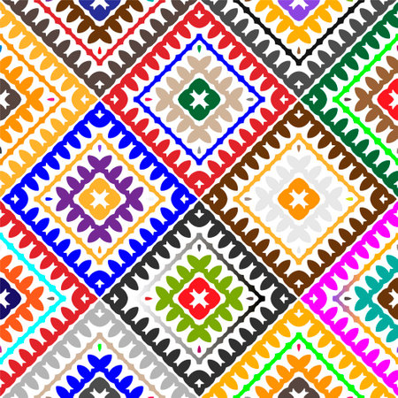 Abstract ethnic rug ornamental pattern.Perfect for fashion, textile design, cute themed fabric, on wall paper, wrapping paper and home decorのイラスト素材