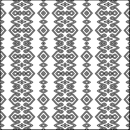 Abstract background with figures from lines. simple line pattern. Black and white pattern for web page, textures, card, poster, fabric, textile. Monochrome graphic repeating design.のイラスト素材