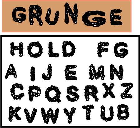 Bold font. Grunge alphabet. Black and white color.のイラスト素材