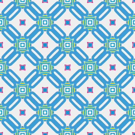 Geometric ornament in ethnic style.Abstract seamless pattern with squares,floral shapes, repeat...