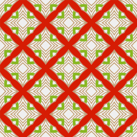 Geometric ornament in ethnic style.Abstract seamless pattern with squares,floral shapes, repeat tiles.Repeat design for fashion, textile design, on wall paper, wrapping paper, fabrics and home decor.のイラスト素材