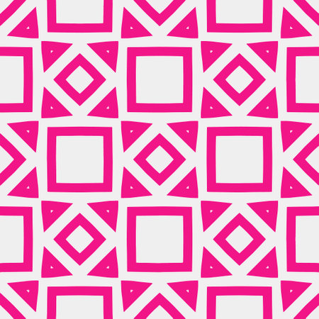 Geometric ornament in ethnic style.Abstract seamless pattern with squares,floral shapes, repeat tiles.Repeat design for fashion, textile design, on wall paper, wrapping paper, fabrics and home decor.のイラスト素材
