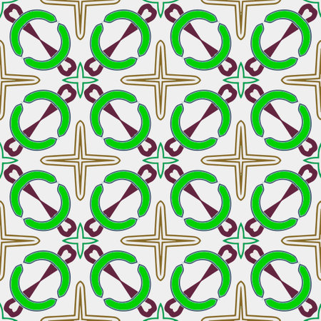 Geometric ornament in ethnic style.Abstract seamless pattern with squares,floral shapes, repeat tiles.Repeat design for fashion, textile design, on wall paper, wrapping paper, fabrics and home decor.のイラスト素材
