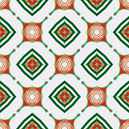 Geometric ornament in ethnic style.Abstract seamless pattern with squares,floral shapes, repeat...