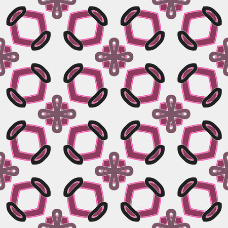 Geometric ornament in ethnic style.Abstract seamless pattern with squares,floral shapes, repeat tiles.Repeat design for fashion, textile design, on wall paper, wrapping paper, fabrics and home decor.のイラスト素材