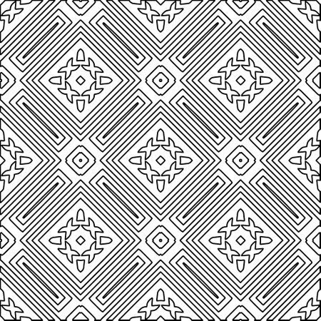 Abstract background with figures from lines. black and white pattern for web page, textures, card, poster, fabric, textile. Monochrome graphic repeating design.のイラスト素材