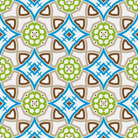 Geometric ornament in ethnic style.Seamless pattern with abstract shapes.Repeat design for fashion, textile design, on wall paper, wrapping paper, fabrics and home decor.のイラスト素材