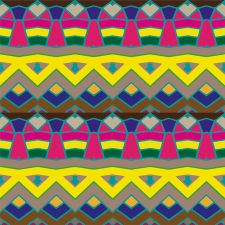 Geometric ornament in ethnic style.Seamless pattern with abstract shapes.Repeat design for fashion, textile design, on wall paper, wrapping paper, fabrics and home decor.のイラスト素材