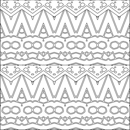 Abstract background with figures from lines. black and white pattern for web page, textures, card, poster, fabric, textile. Monochrome graphic repeating design.のイラスト素材