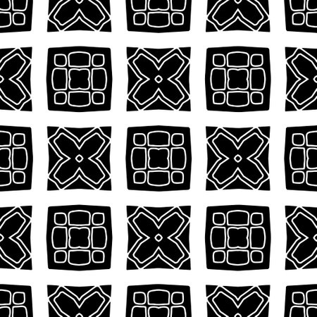 White background with black pattern. Seamless texture for fashion, textile design, on wall paper, wrapping paper, fabrics and home decor. simple repeat pattern.のイラスト素材