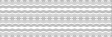 Vector pattern with symmetrical elements . Modern stylish abstract texture. Repeating geometric tiles from striped elements.Black and white pattern.のイラスト素材