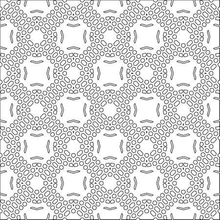 Vector pattern with symmetrical elements . Modern stylish abstract texture. Repeating geometric tiles from striped elements.Black and white pattern.のイラスト素材