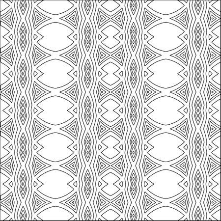 Stylish texture with figures from lines.Abstract geometric black and white pattern for web page, textures, card, poster, fabric, textile. Monochrome graphic repeating design.のイラスト素材