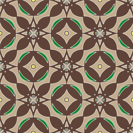 Ornament in ethnic style.Seamless pattern with abstract shapes. Repeat design for fashion, textile design, on wall paper, wrapping paper, fabrics and home decor.のイラスト素材